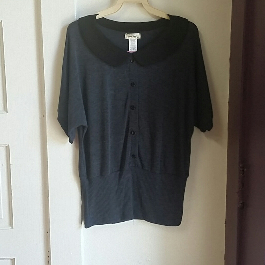 Dark Gray Short Sleeve Sweater